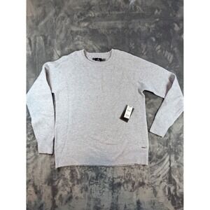 Volcom True To This Women Light Grey Sweater Crew Neck Long Sleeve Knit Size XS